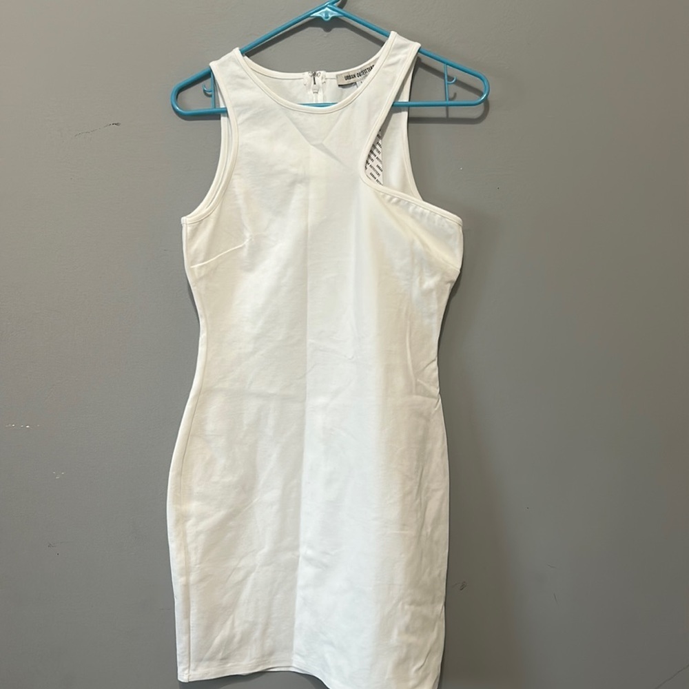 UO Victoria Asymmetrical Racerback Mini Dress white NWT size LARGE